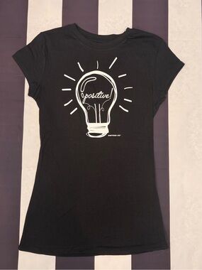 Splash Black Short-Sleeve Tee with White Lightbulb Graphic